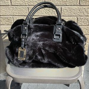 Donna Saylers Fabulous Furs - Black Faux Beaver Handbag - Large